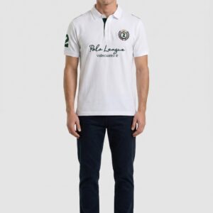 Polo bordado League blanco